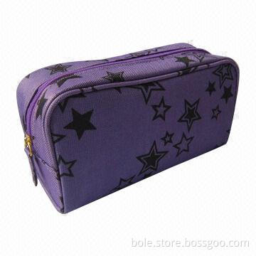 600D Polyester Cosmetic Bag for Promotional, Nylon Zipper Closure with Puller